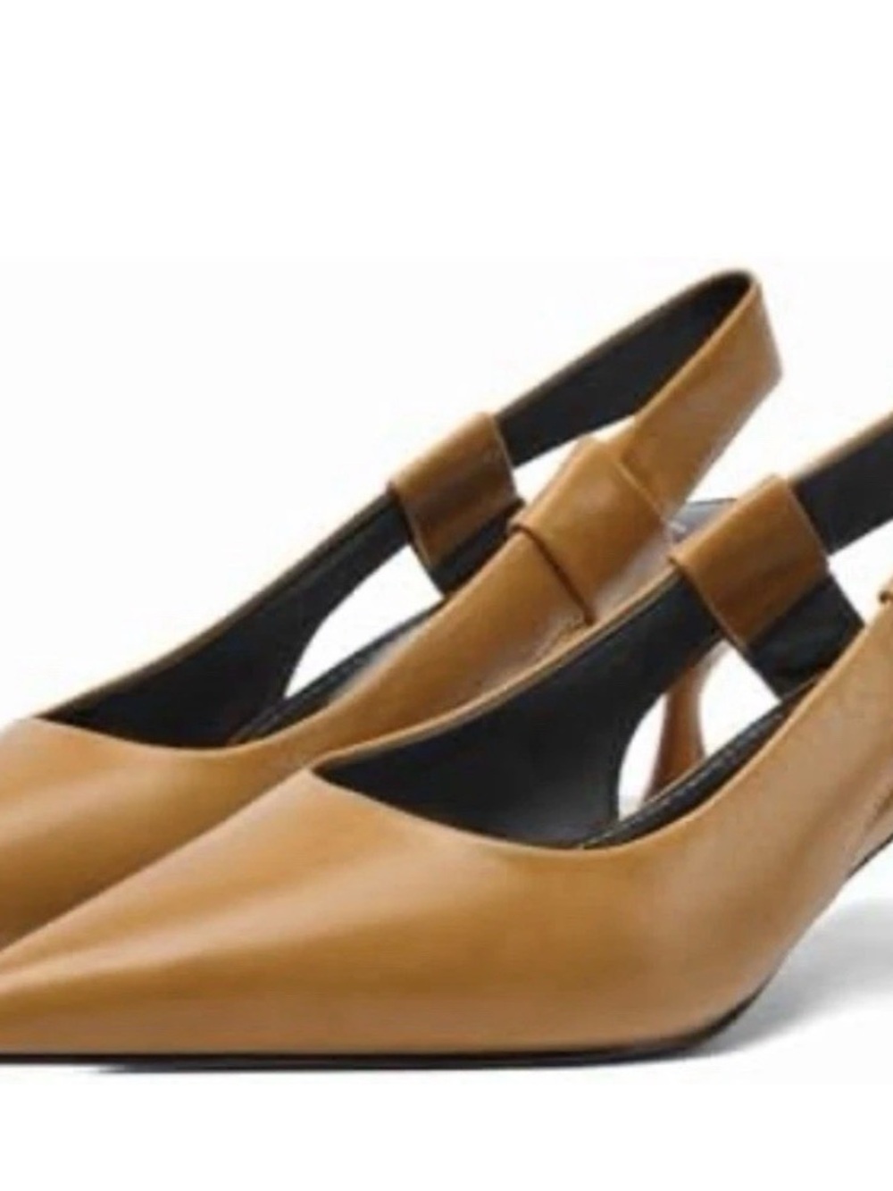 Sleek Tan Slingback Pointed-Toe Heels